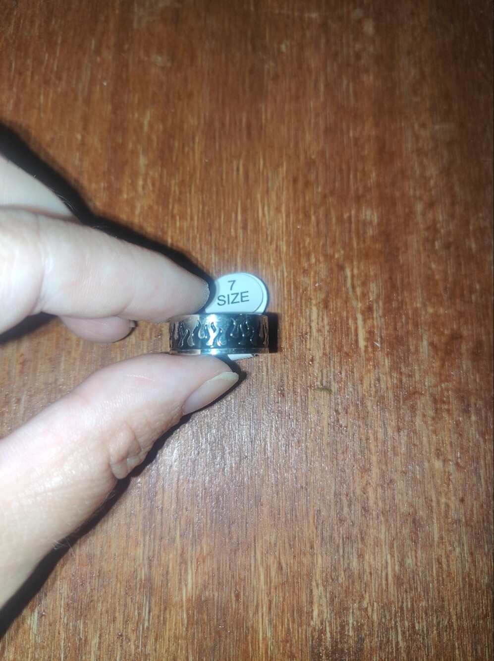 Unisex Silver Ring With Flames Size 7